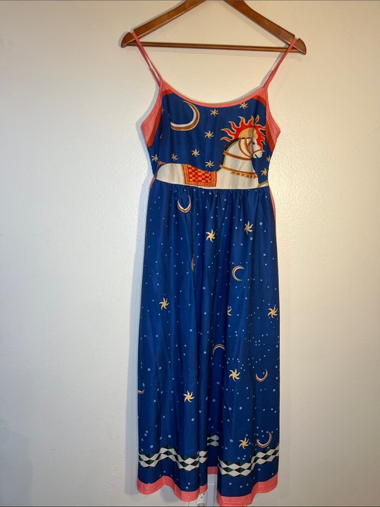 Dresses & Skirts - Starry Horse Crlestial Navy Blue Maxi Dress with Pink Trim Scoop Neck Festival M